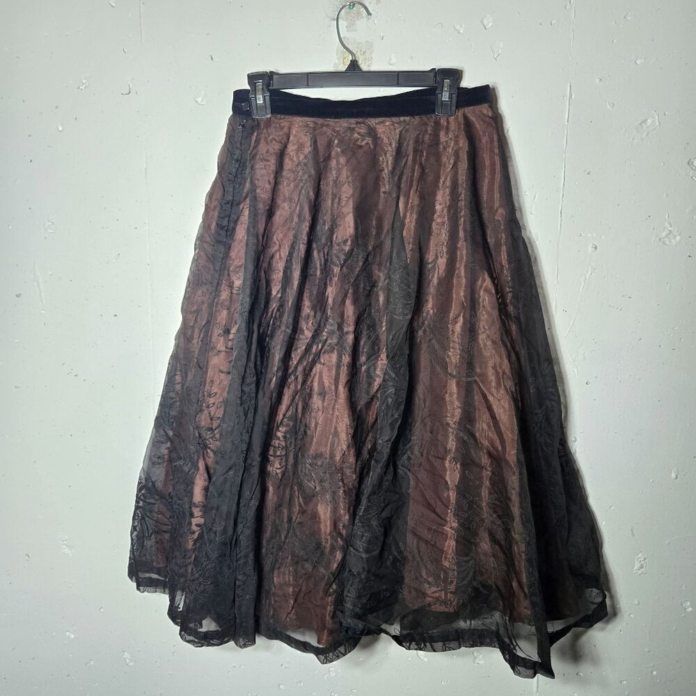 Vintage Rosecrest Floral Lace Midi Skirt Whimsigoth Fairy Grunge Romantic Witchy - Picture 2 of 11